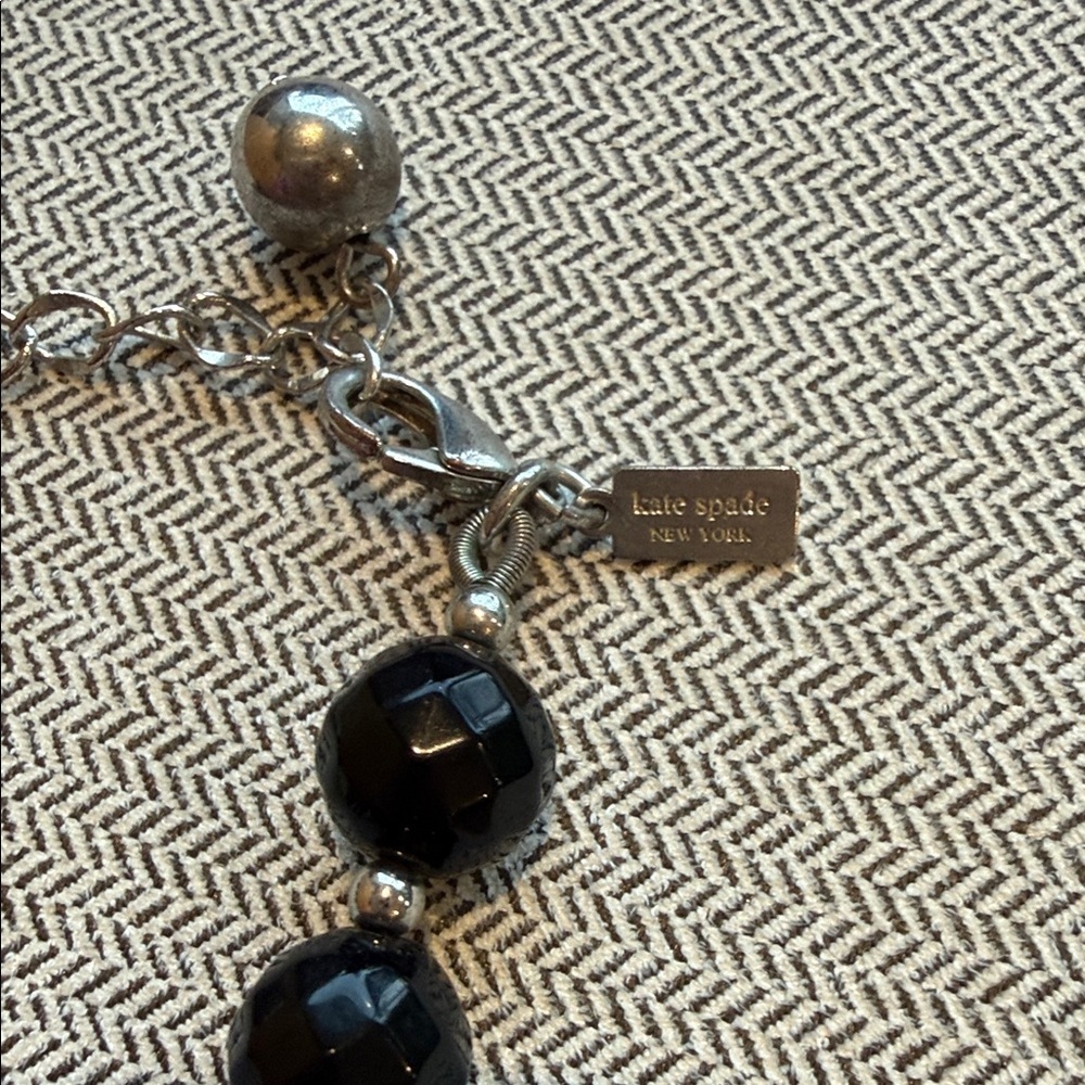 Kate Spade Elegant Black and Rhinestone / Silver Beaded Necklace - Picture 3 of 6